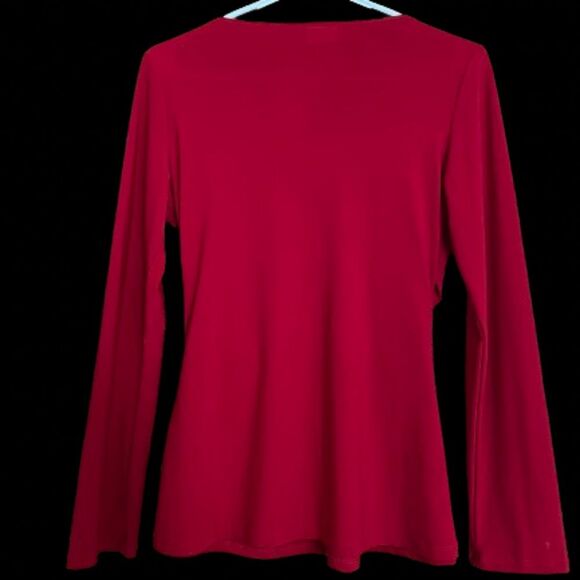 Women’s Red Beaded Fashion Blouse with Cinched Detail at Front Sz-XS-S - Picture 5 of 7